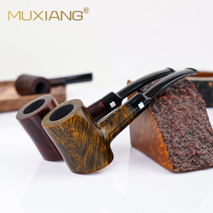 Muxiang Wooden Smoking Pipe Bent Type 9mm Filter Handmade Briar Wood Tobacco Pipe - Product Image 1