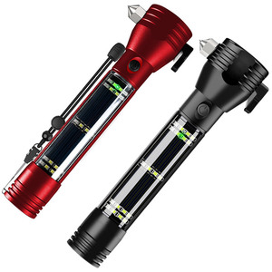 Linterna Táctica Recargable Solar USB con Alarma Magnética, Martillo para Ventanas, Cortador de Cinturón de Seguridad, Resistente al Agua, con Descuento - Product Image 1