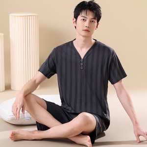 <span class=keywords><strong>Pigiama</strong></span> Estivo da <span class=keywords><strong>Uomo</strong></span> 2026 a Maniche Corte, Tinta Unita, 2 Pezzi, Vestibilità Ampia, Casual, <span class=keywords><strong>Taglie</strong></span> <span class=keywords><strong>Forti</strong></span> - Product Image 3