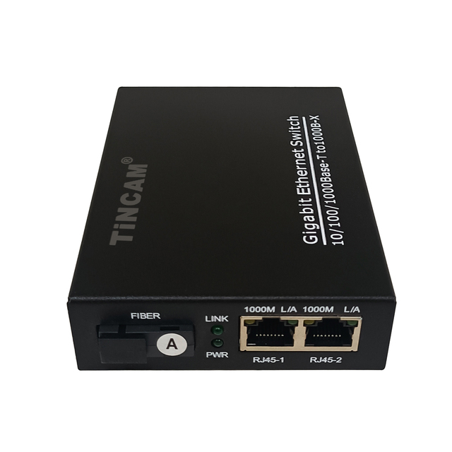 Tincam 10/100/1000M PoE+ Switch Single Mode Supporting Fiber Optic RJ45 Ethernet Media Converter Gigabit for CCTV Camera