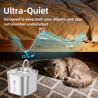 Dispensador Automático de Agua para Gatos de 2.5L, Bebedero de Acero Inoxidable con Chorro de Agua para Gatos, Perros y Pájaros