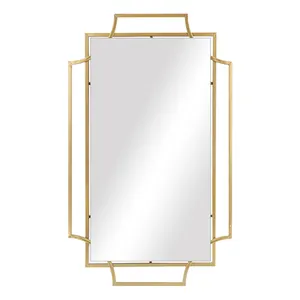 Factory Wholesale Modern Big Metal Framed Gold Hanging Wall Mirror Decoration For Living Room