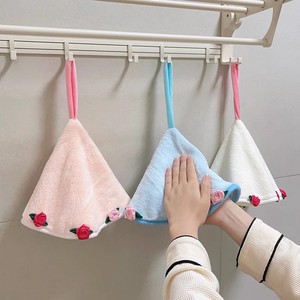 Serviette de toilette suspendue en forme de bouquet de roses, 38x38cm, séchage rapide, en polaire corail, pour cuisine et salle de bain - Product Image 3