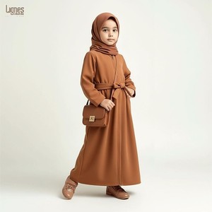Robe Abaya islamique pour filles musulmanes, ensemble hijab, vêtements modestes pour le Ramadan et l'Aïd - Product Image 4