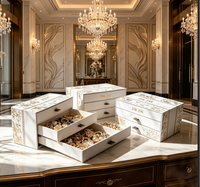 Boîte élégante à plusieurs tiroirs avec logo en relief doré, emballage cadeau de luxe, boîte à tiroirs pour bijoux, parfums, collection de soins de la peau