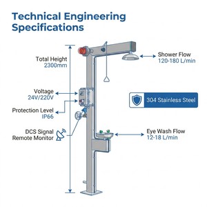 Estación de <span class=keywords><strong>Lavaojos</strong></span> de Emergencia de Acero Inoxidable Resistente a la Congelación - Product Image 3