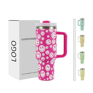 Stainless Steel Tumbler 40oz Insulated With Handle And Straw For Travel Customizable Logo - Product Image 1