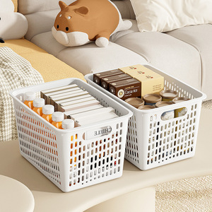 <b>Storage</b> <b>Baskets</b> White Rectangle With Handle For <b>Toys</b> Snacks Kitchen Dormitory Desktop Organization 35x25x20cm - Product Image 2