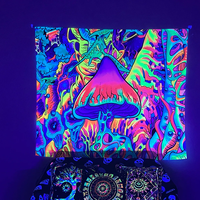 Impression sur tissu léger de haute qualité, extensible, décoratif mural, psychédélique et tripé, réactif aux UV et aux lumières noires