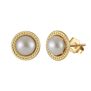 SPJ <span class=keywords><strong>Venta</strong></span> al por Mayor, Aretes Clásicos de Plata de Ley 925 con Perlas Redondas de Agua Dulce, Juego de Joyería de Perlas Antialérgicas para Mujer - Product Image 1