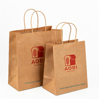 Sac en papier kraft biodégradable et recyclable, logo personnalisé, taille personnalisée, sans poignée, pour emballages alimentaires à emporter des restaurants, avec logo