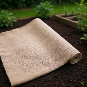 Rouleau de toile de jute naturelle 3,3 pi x 15 pi pour paillis hydratant et anti-mauvaises herbes pour la couverture des plantes de jardin - Product Image 2