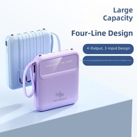 Batterie externe mini nouvelle génération en gros avec câble USB Type-C et Micro USB intégrés, 20 000 mAh, haute capacité, en polymère ABS, batterie lithium-ion
