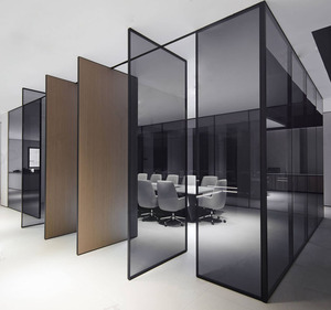 Cloison en verre sans cadre Double paroi en verre trempé Portes coulissantes de haute qualité pour porte de séparation de bureau - Product Image 3
