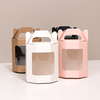 Boîte cadeau octogonale blanche faite à la main haut de gamme en papier d'art robuste avec poignée, pour dragées de mariage, bonbons, biscuits, emballage de verres à vin