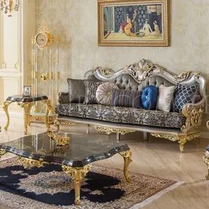 コーヒーテーブルと椅子が付いている家の居間の家具のソファセットベルベットロイヤルトルコの手作りスタイルのソファセット