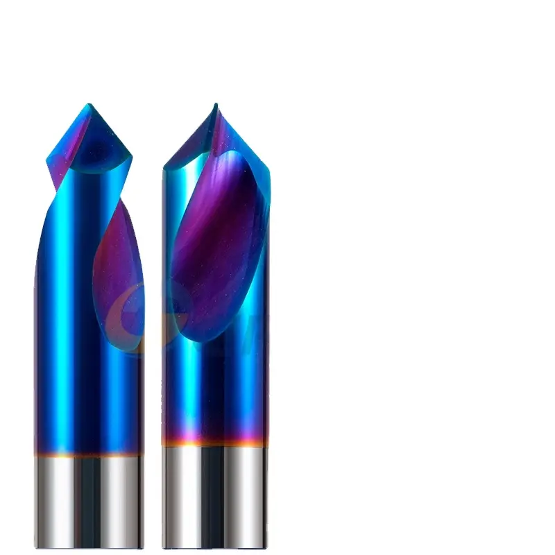 Grewin-High Quality Chamfering Milling Cutter 2 Flutes Nano Blue Carbide End mills HRC65
