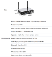 LY35 Émetteur-récepteur audio Bluetooth pour TV, adaptateur sans fil longue portée avec DAC audiophile