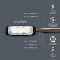 Feux de calandre stroboscopiques LED pour camion, 3 lumières, ECE R65 R10, IP67, 9W, blanc, jaune, rouge, bleu, personnalisables OEM, garantie 3 ans
