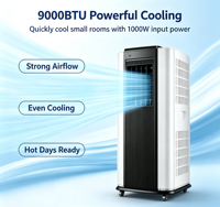 Climatiseur portable Airwens 9000 BTU à fréquence fixe, faible bruit, économe en énergie, refroidissement/chauffage, télécommande, usage domestique