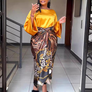 Conjunto de dos piezas de gasa tejida <span class=keywords><strong>con</strong></span> cuello redondo <span class=keywords><strong>y</strong></span> Top largo a la moda <span class=keywords><strong>con</strong></span> estampado de <span class=keywords><strong>corbata</strong></span> suelta informal para mujer 2025 en talla XL para verano - Product Image 2