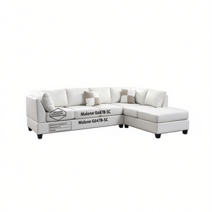 Juego de Sofás Seccionales en Forma de L Malone G647B SC de Glory Furniture, Sofá Moderno de Tela para Sala de Estar, Color Blanco - Product Image 1