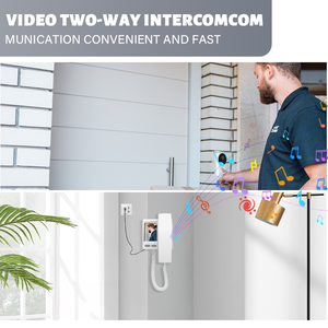 Caméra de sonnette sans fil étanche 1600mAh sans connexion WiFi Caméra de <span class=keywords><strong>porte</strong></span> à vision nocturne IR avec écran LCD de 4 pouces - Product Image 5