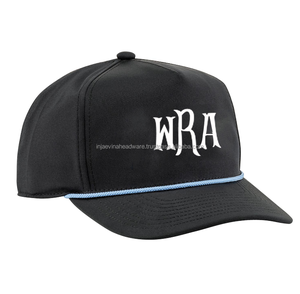 Casquette de baseball personnalisée à 5 panneaux, structurée, à visière incurvée, avec fermeture snapback, vente en gros pour hommes, broderie, casquettes de sport avec corde - Product Image 1