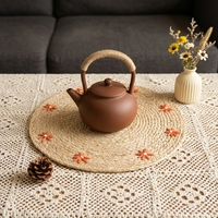 Set de table bohème en écorce de maïs naturelle, tissé à la main, minimaliste, 38 cm, résistant à la chaleur, antidérapant, écologique, durable, pour restaurant et maison