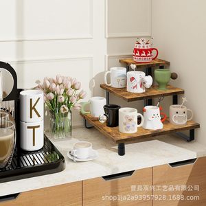 Wooden Display Stand Tiered Three Layer Solid Wood <b>Shelf</b> For <b>Desktop</b> Organization Multipurpose Storage Rack - Product Image 4