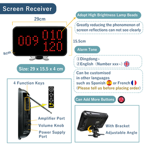 Không dây gọi điện thoại buzzer hệ thống, 2-key <span class=keywords><strong>Transmitter</strong></span> & xem receiver, 433Mhz cho nhà hàng quán cà phê phục vụ dịch vụ, CE chứng nhận - Product Image 3