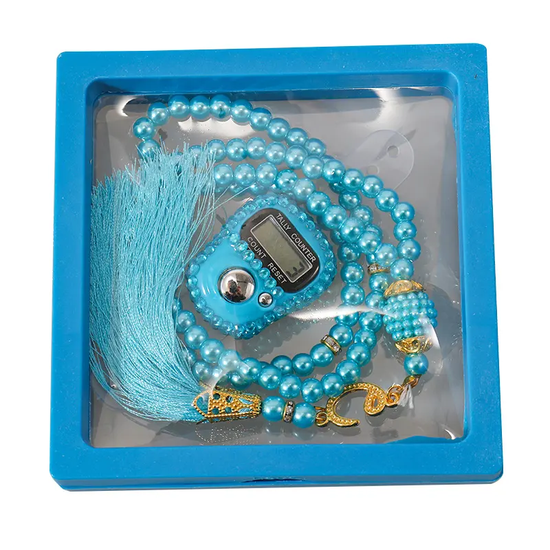 Perle di vetro religiose perle di preoccupazione contatore digitale di conteggio delle dita con scatola rosario di preghiera Tasbih Islamique per regalo Eid di nozze