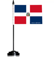 Drapeaux de bureau de la République dominicaine, petits drapeaux de table avec mât noir, décoration pour la maison et le bureau, célébrations de festivals
