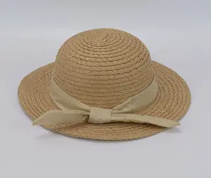 女の子のための良質のビーチハット夏の紙の麦わら帽子広いつばの子供帽子2023