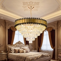 ENSEMBLE Personnalisé Rustique Métal Rond Grand Nordique Lustres De Luxe Hôtel Salon Pendentif Plafonnier Led Moderne Cristal
