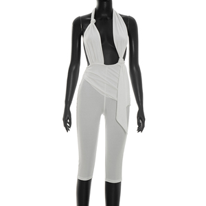 Viviblook C26JP127 Combinaison sexy pour femme, nouvelle collection été, couleur unie, bretelles halter, dos nu, une pièce, pour femmes - Product Image 2