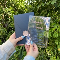Carte d'invitation personnalisée romantique en acrylique transparent avec rose, pour fête, anniversaire, Noël, Nouvel An, mariage, écologique, de luxe