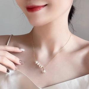 Collar Ajustable de Estilo Retro Elegante, con Perlas de Plata Rota de Estilo Barroco, Diseño de Nicho, Cadena para Clavícula, Collar de Belleza Natural - Product Image 1