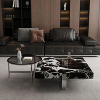 Table basse rectangulaire moderne de luxe avec plateau en marbre pour salon et maison