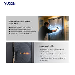 YUDON <span class=keywords><strong>DOOR</strong></span> Modern Büyük Boy Özelleştirilmiş Paslanmaz Çelik Hırsızlığa Karşı Giriş Kapısı Villa Daire Dış Kapı Girişi Zırhlı Kapı - Product Image 2