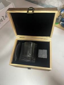 USA Free Shipping Luxury Wood+Glass Chilling <b>Whiskey</b> Rocks & Stones <b>Set</b> with Glasses Gift Box - Product Image 4