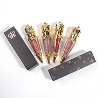 Brillant à lèvres 9 pièces, forme Unique, Non collant, Base Vegan, couronne en or, Tubes en forme de carotte