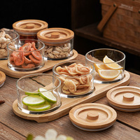 Frasco de Vidrio con Tapa de Bambú Hecho a Mano, Ecológico y Resistente a la Humedad, Bandeja para Frutas, Semillas de Melón, Aperitivos, Especias, Té, Almacenamiento de Alimentos, Perfecto para la Cocina