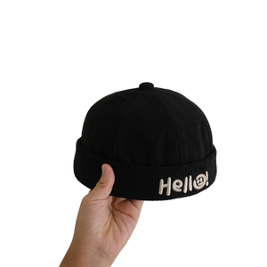 Gorro de pana Retro de alta calidad para <span class=keywords><strong>hombre</strong></span>, gorro de marinero de trabajador sin borde, puño enrollado, estampado de letras, <span class=keywords><strong>gorra</strong></span> deportiva ajustada - Product Image 2