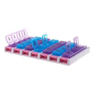 Boîte à pilules en plastique colorée avec 28 compartiments pour la vente en gros – Organiseur hebdomadaire - Product Image 4