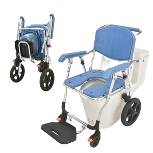 2025 New Arrival Aluminum Alloy Lightweight <b>Portable</b> Movable Toilet Chair Multifunction Commode <b>Shower</b> Wheel Chair - Product Image 1