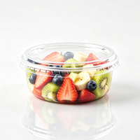 Gobelet en plastique PET transparent à paroi simple de 8 oz avec couvercle plat, jetable, pour desserts, à emporter, empilable, de qualité alimentaire, en gros, hermétique