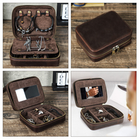 Boîte à bijoux de voyage de luxe avec logo personnalisé, en cuir véritable, rectangulaire, pour hommes, grande capacité, organiseur de bijoux