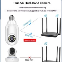 Cámara bombilla Tuya WiFi 2MP 5G: Audio bidireccional, visión infrarroja, control móvil y auto-seguimiento para interiores