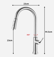 Robinet de cuisine moderne en acier inoxydable 304 brossé sur mesure avec douchette extractible, à poser sur comptoir, avec cartouche céramique